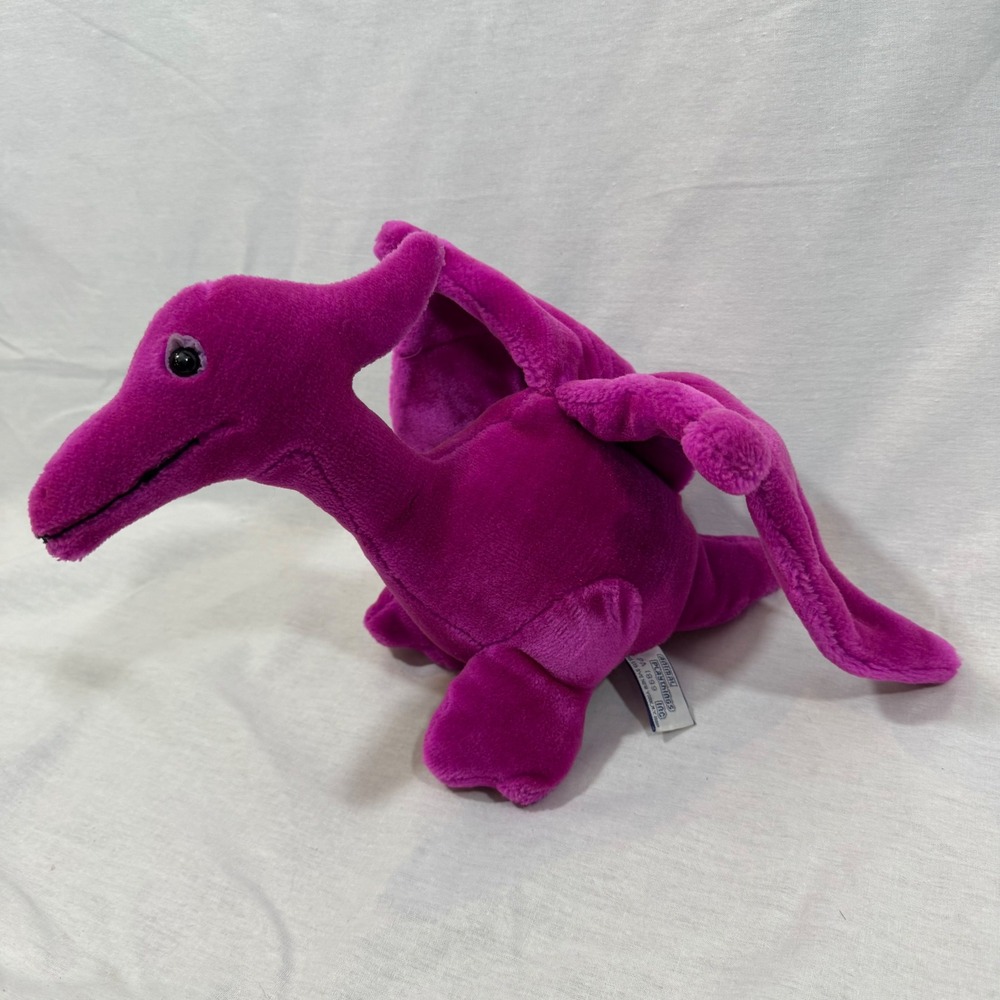Vintage 1985 Animal Play Things Dinosaur Pterodactyl Stuffed Animal Plush Purple